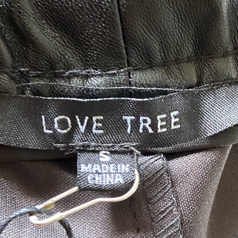 NWOT Love Tree Cognac Faux Leather Black Track Pants Joggers Size S - Picture 9 of 9